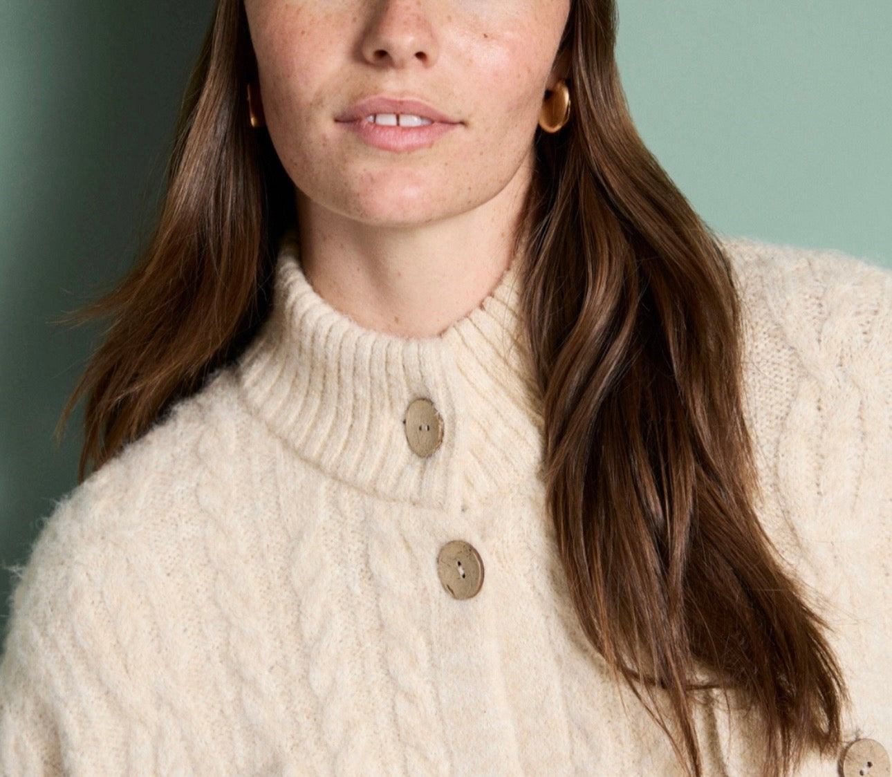Cardigan a maglia grossa con texture aranese Panna SURKANA
