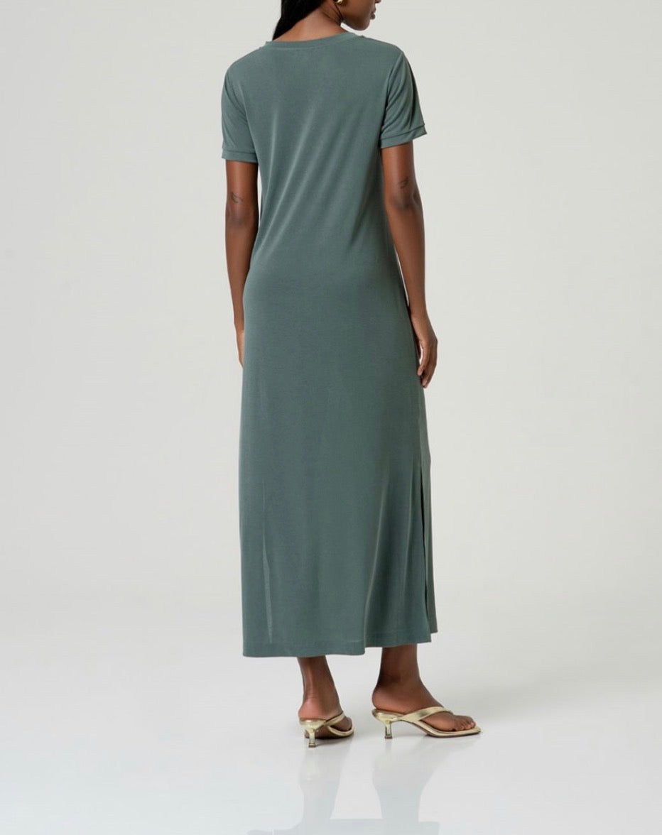 Vestito lungo con spacco e scollo a V Surkana