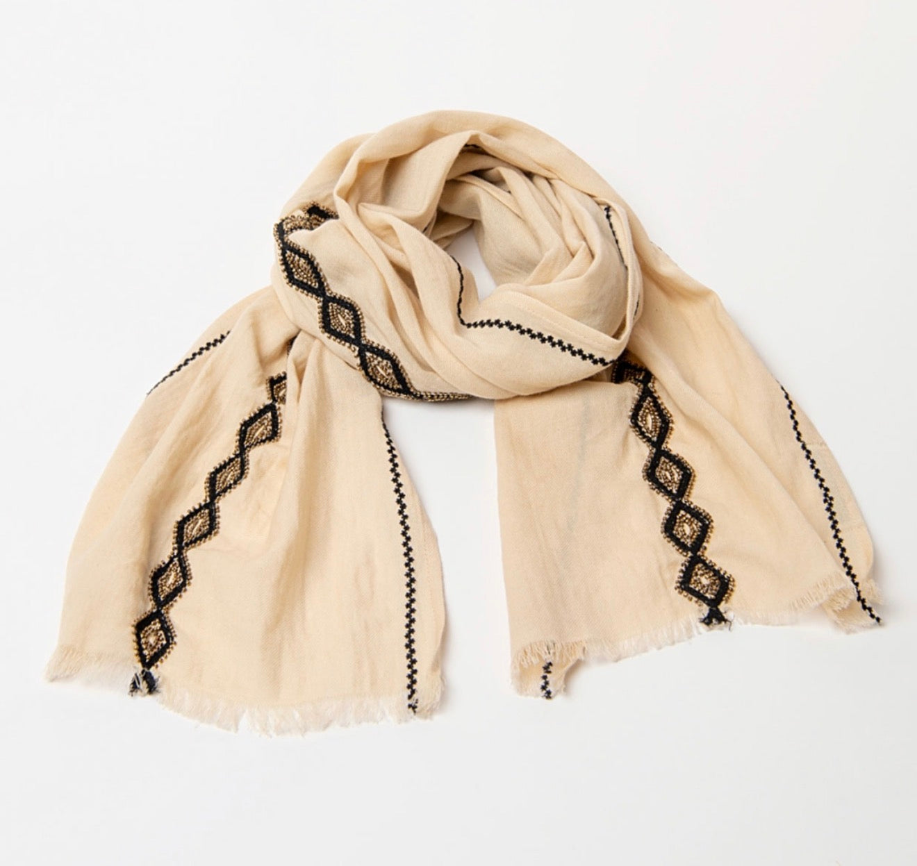 Foulard di cotone con perline ricamate Surkana