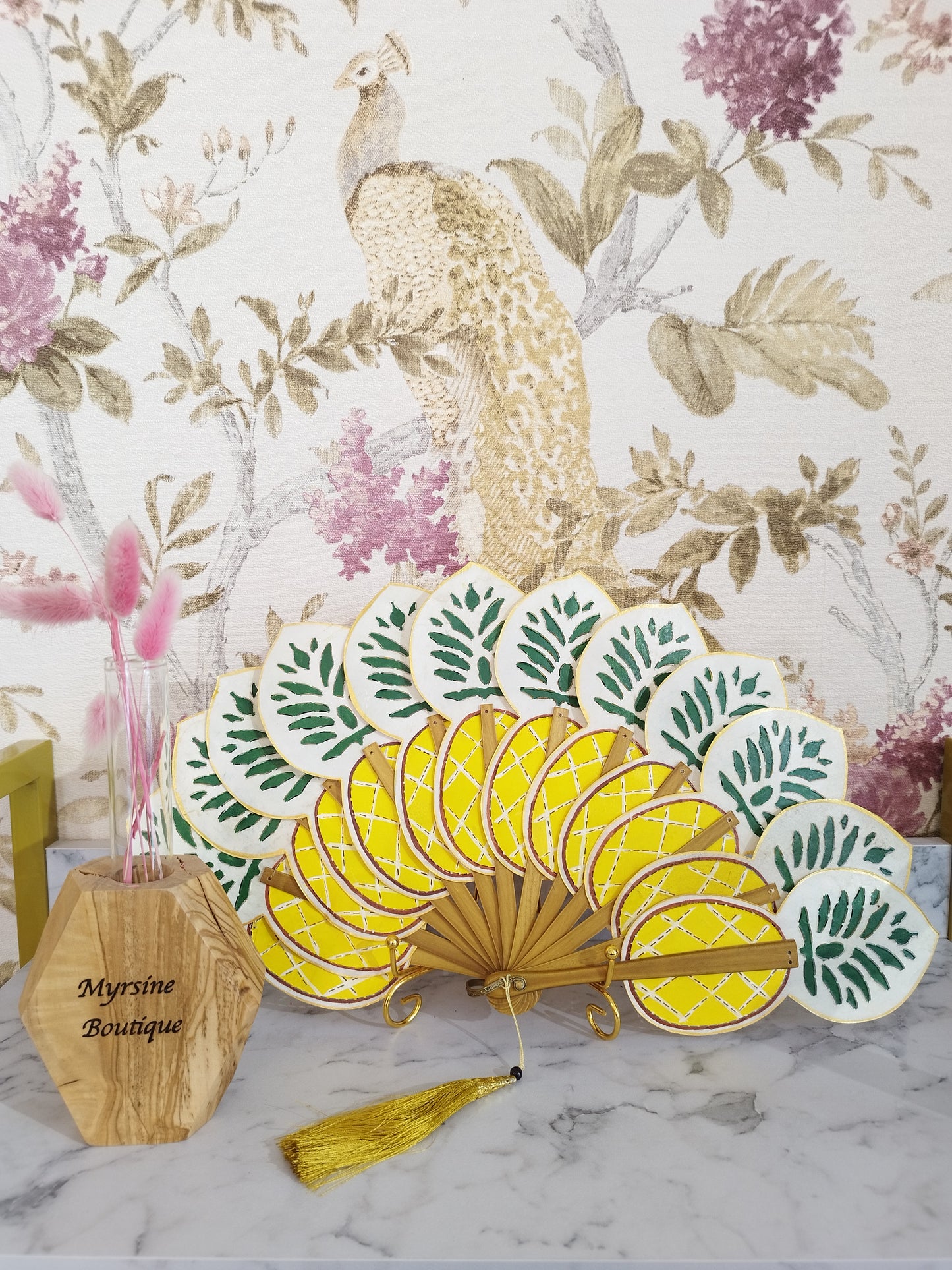 Ventaglio in vera pelle ananas