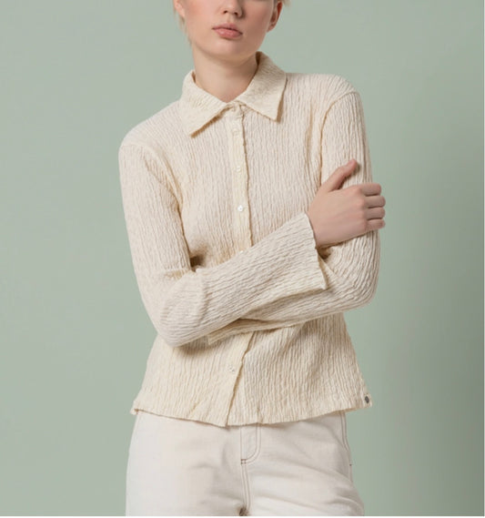 Camicia in cotone testurizzato Beige