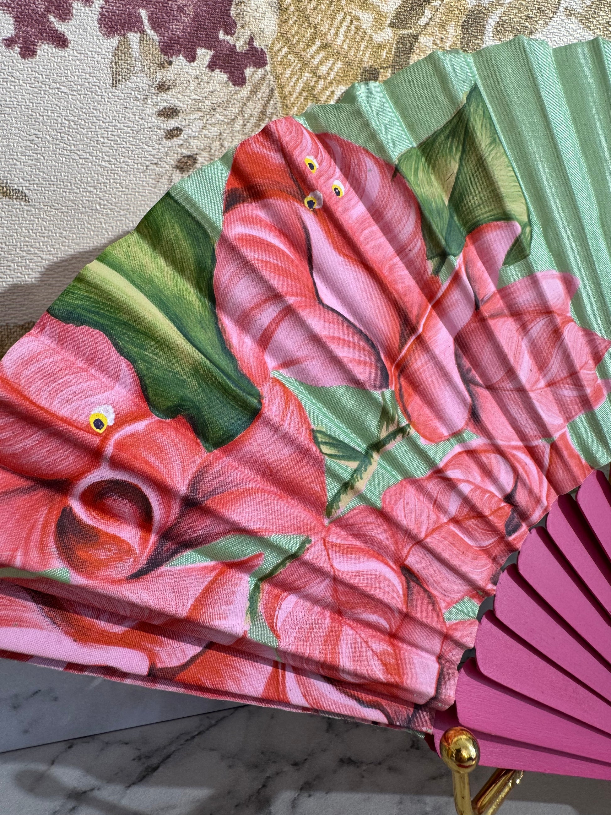 Ventaglio Seta dipinto a mano nel tessuto