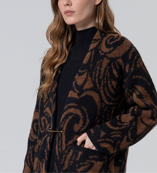 Cardigan in maglia grossa con stampa jacquard SURKANA