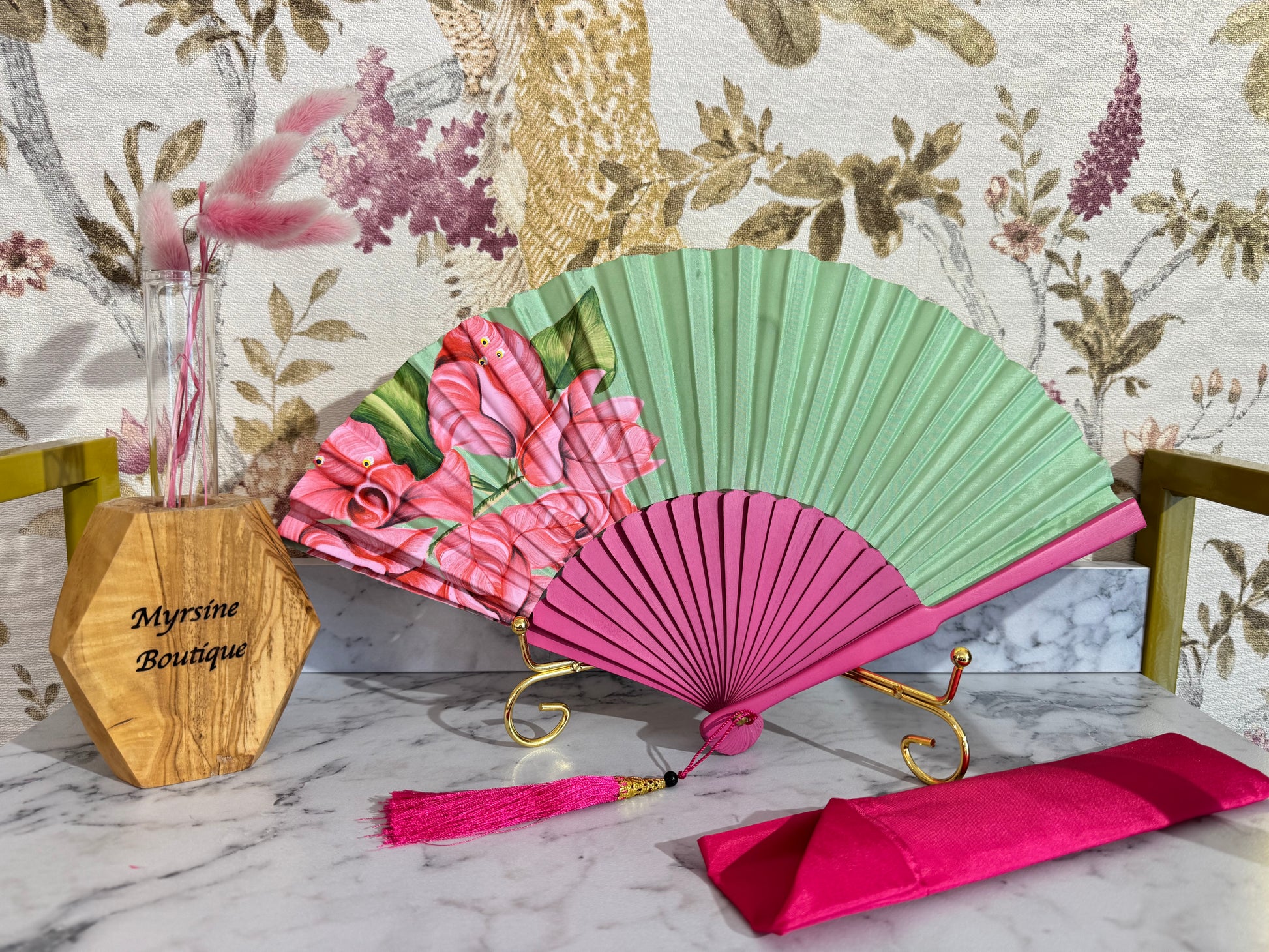 Ventaglio Seta dipinto a mano nel tessuto