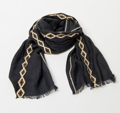 Foulard di cotone con perline ricamate Surkana