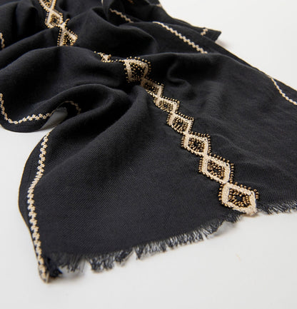 Foulard di cotone con perline ricamate Surkana