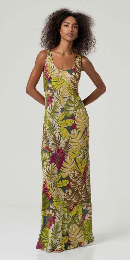 Vestito a spalline lungo Verde