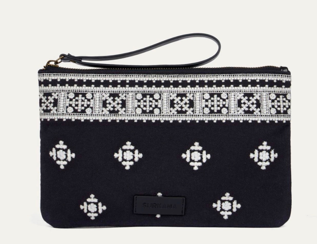 Pochette ricamata con cerniera Surkana