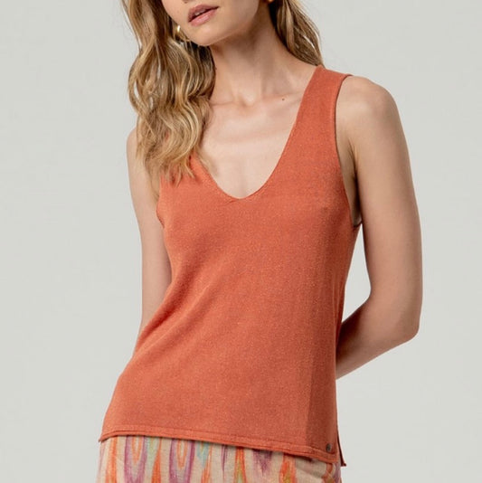 Top a spalline con scollo a V Surkana