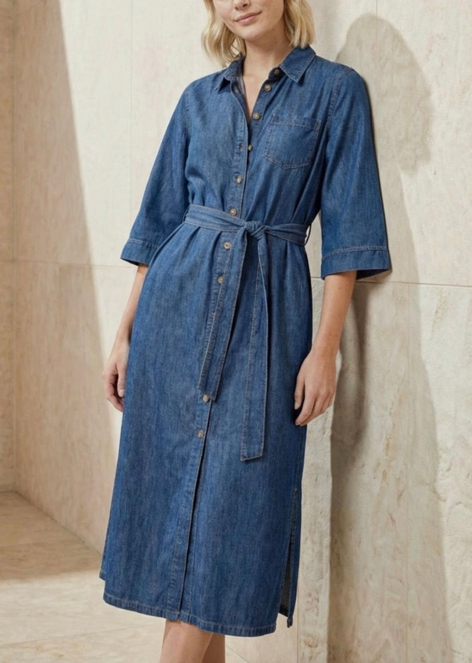 Vestito camicia lungo Azzurro