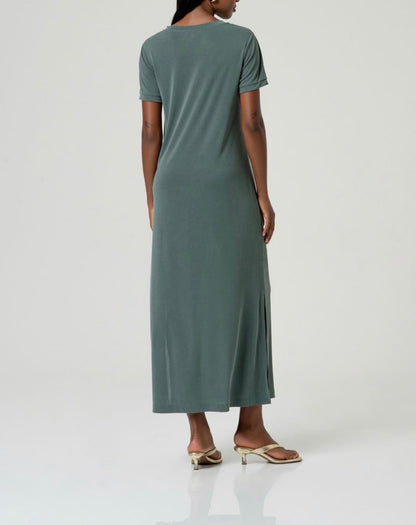 Vestito lungo con spacco e scollo a V Surkana