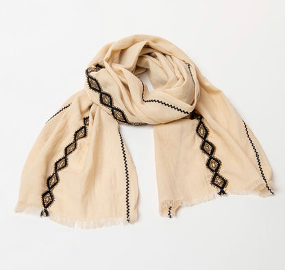 Foulard di cotone con perline ricamate Surkana